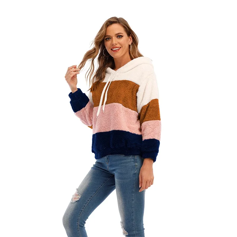 Новое поступление от производителя, мягкое пушистое пальто с длинным рукавом, однотонное женское худи с принтом