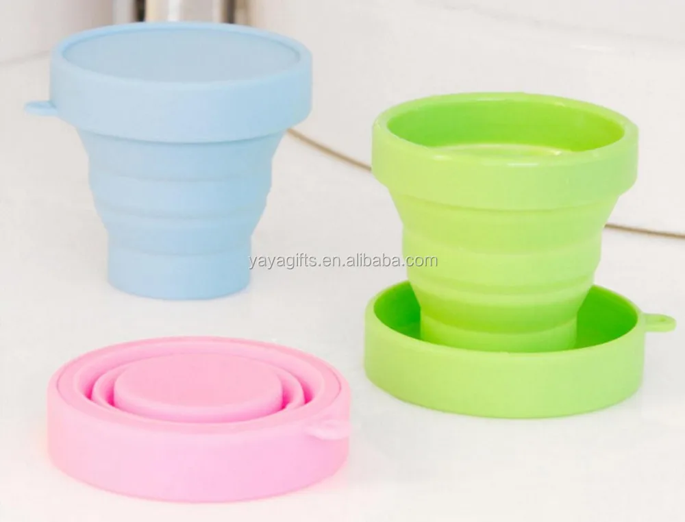 custom design portable and food grade collapsible cups travel silicone folding mug