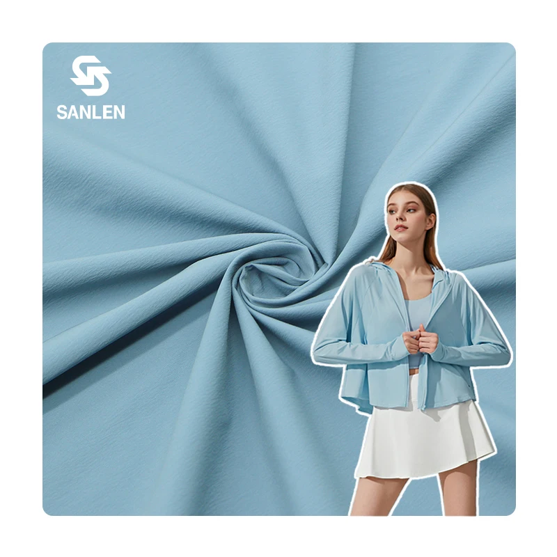 Sunproof Clothing 40D Crinkle Wrinkle High Density 95% Nylon 5% Spandex Weft Elastic Fabric For UV Proof Jacket