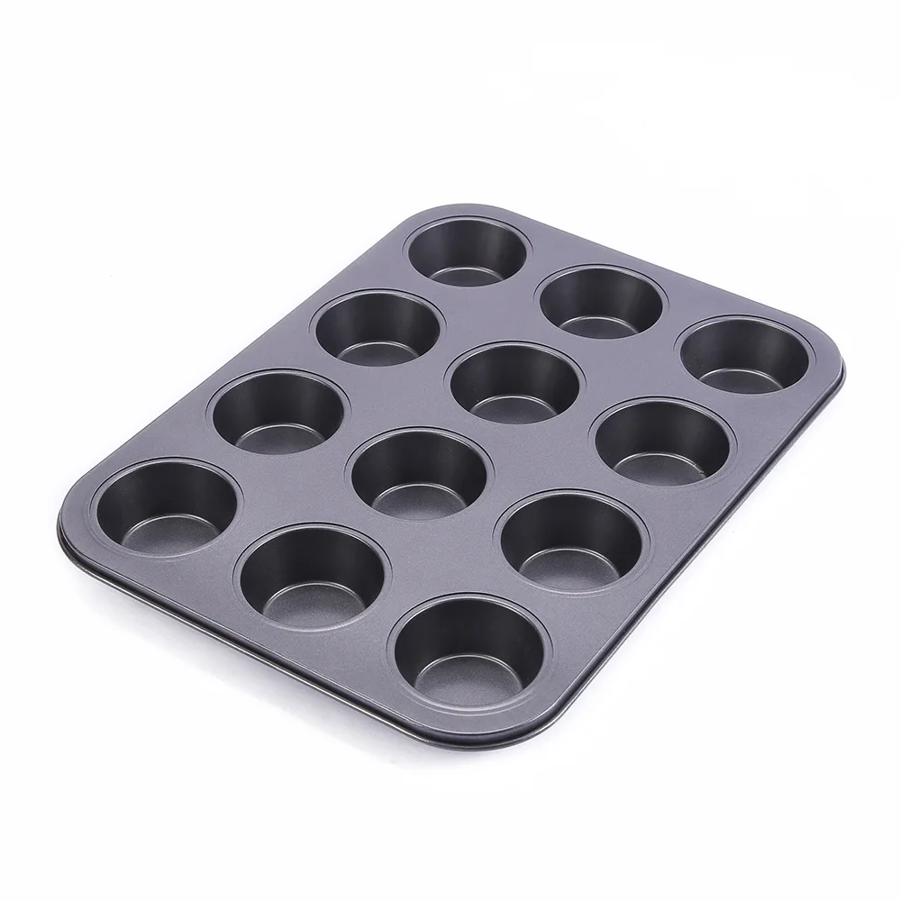 12 Cup Non-Stick Cake Pan Carbon Steel Muffin Tray Mince Pie Baking Egg Tart Mold Household Kitchen&Dining