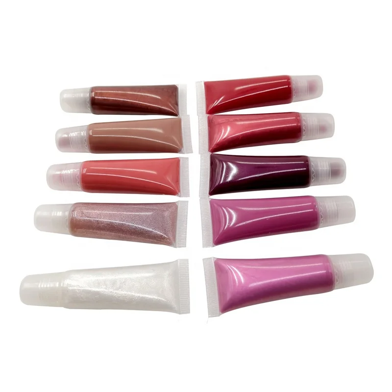 
Vegan Cute White Glitter Wholesale Custom Clear Make Your Own Private Label Squeeze Tube Lip Gloss 