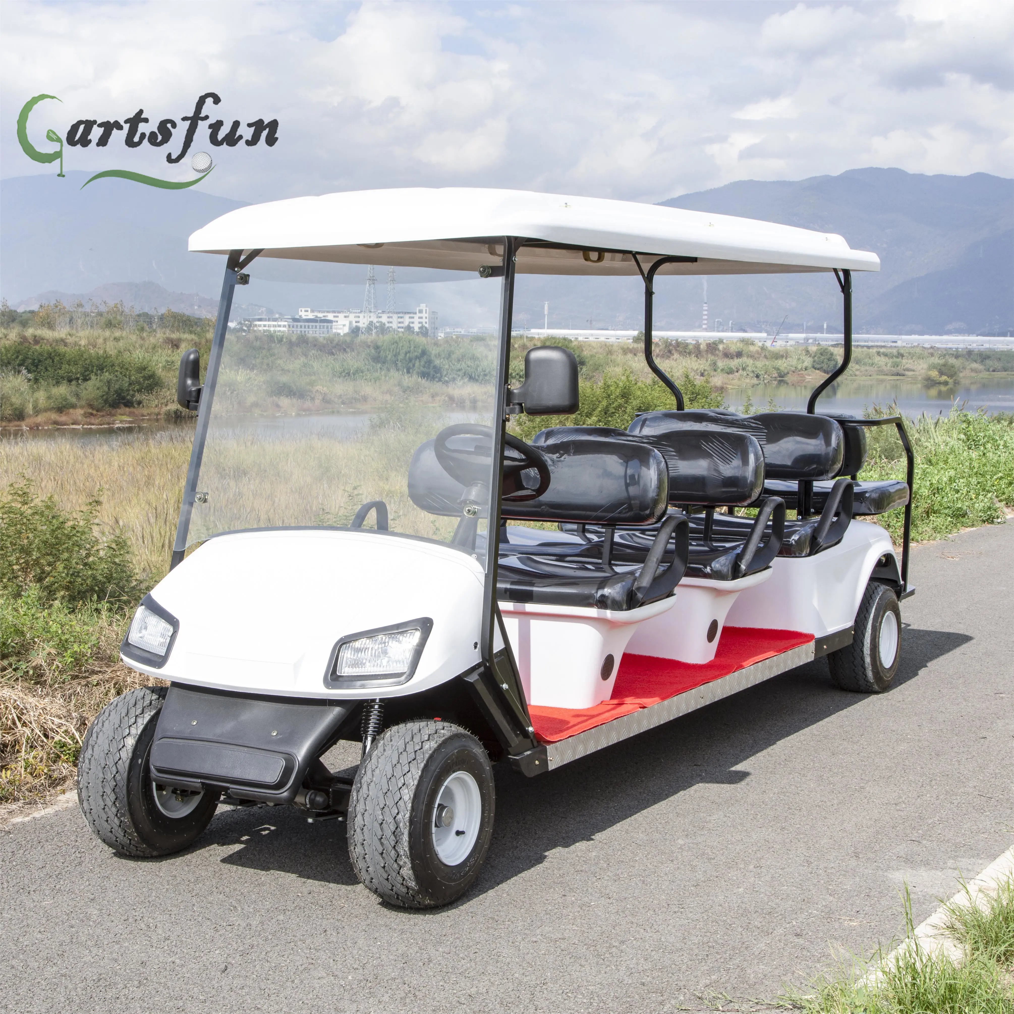 White Brand Hunting Car 8 Seat 48/60/72V Sightseeing Car Electric Lifted Golf Cart with Bumper
