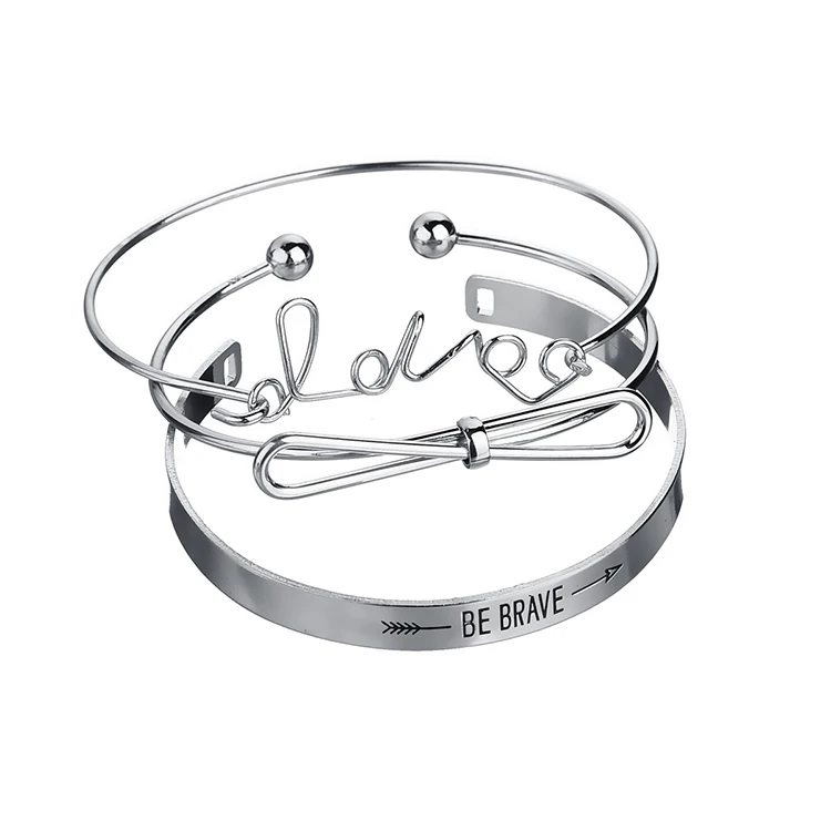 
Latest new fashion jewelry men charm simple wind gold hollow bow-knot english letters LOVE brave women jewelry bracelet sets 