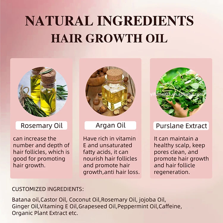 Natural Rosemary Argan Oil Anti Hair Loss Treatment Hair Scalp Care Growth Regrowth Elixir Oil For Black Men Women