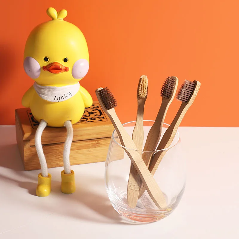 Factory Price Wholesale Travel Eco Bamboo Toothbrush Premium Tooth Brush Bamboo Dark Wood Disposable Hotel Toothbrush