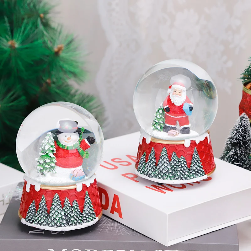 Udeco New Creative Custom Christmas Music Snow Globe Resin Santa Claus Snowman Christmas Crystal Ball For Gifts Home Decoration