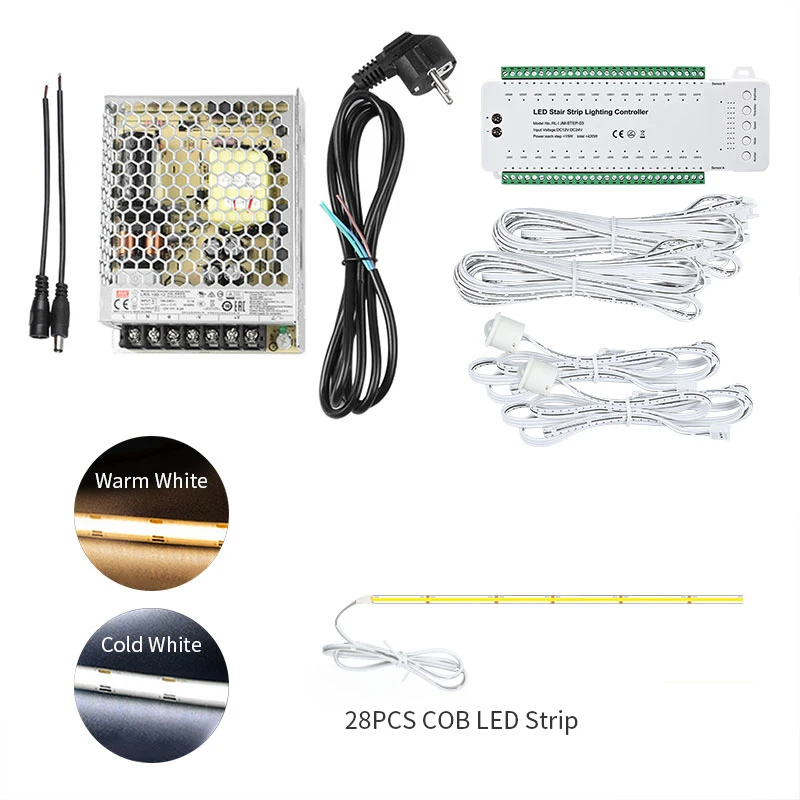 New 420W DC12V 24V Delay time 28 Steps Stair LED Lighting controller Stair Sensor for stair led light