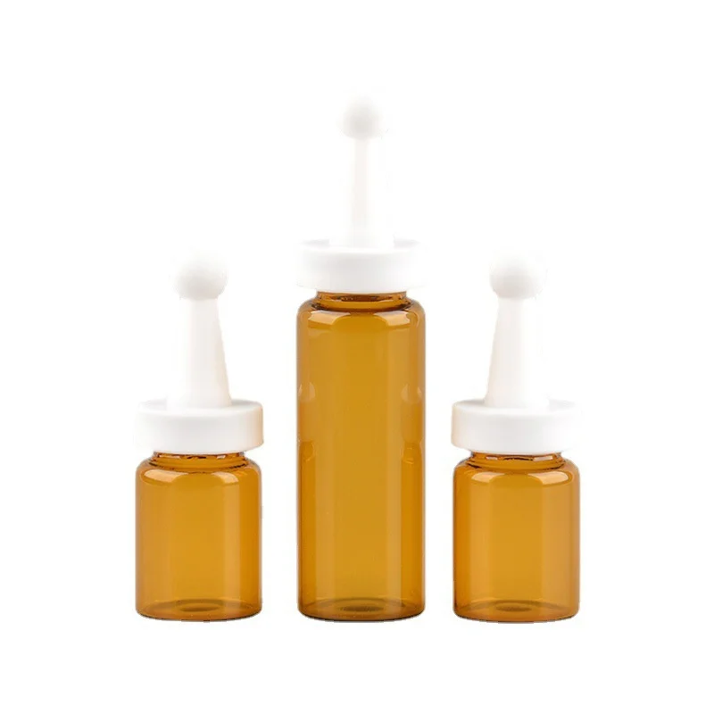 Disposable 4ml essence liquid sealed bottle custom logo dark tan essential oil bottle free sample Freeze dried powder bottle