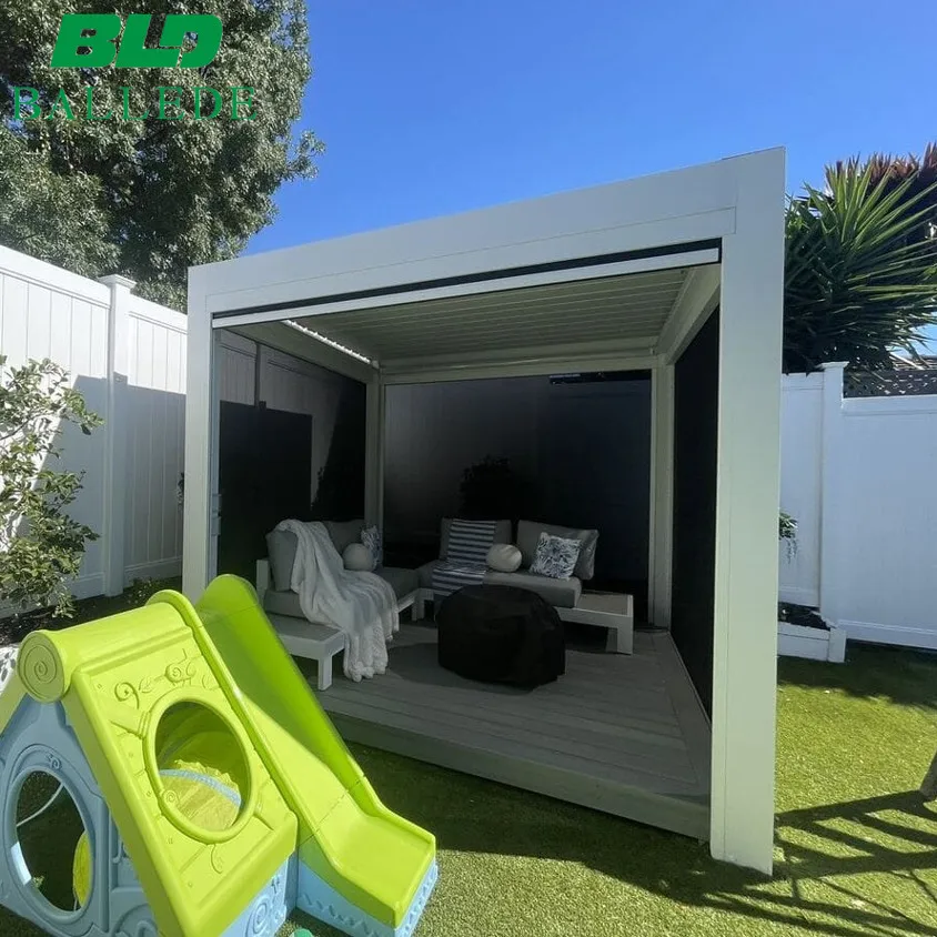 Modern Steel Outdoor Louvered Pergola with Adjustable Metal Roof for Patio Pergola