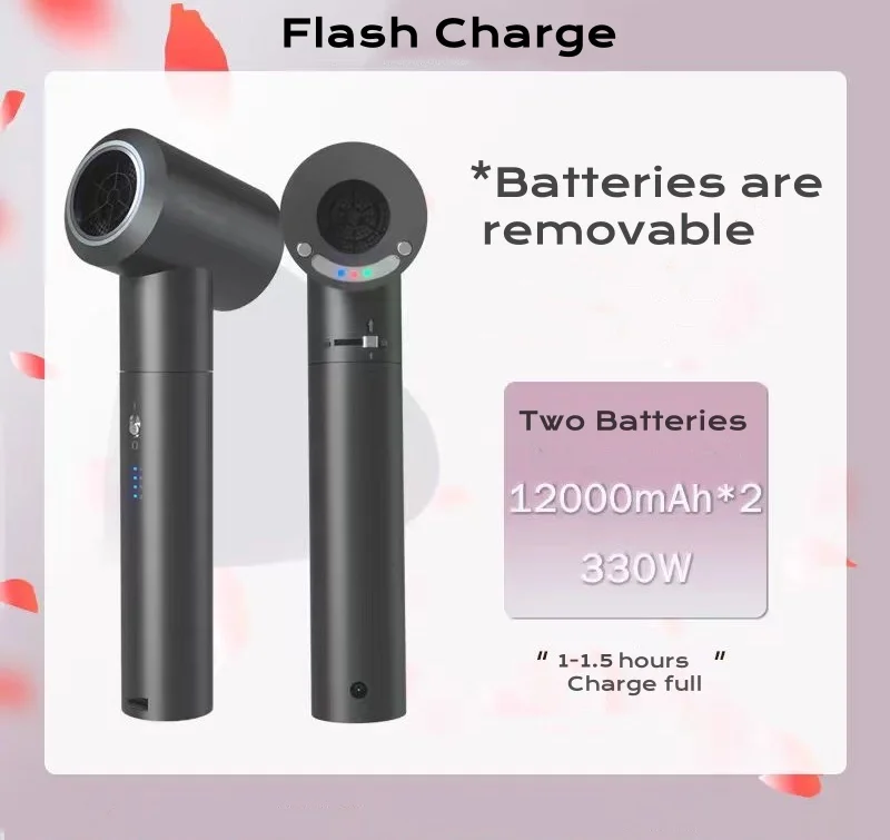 330W Powerful Wireless Blower Turbo Jet Fan Cleansing Fan Large Battery Capacity Type C Charging