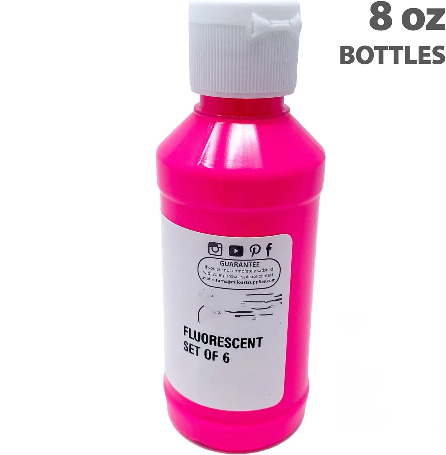 6 Colors 8 oz Neon Colors Glows UV in Black Light Non-Toxic Art Craft for Artists kids Hobby Painters Fluorescent Acrylic Paint