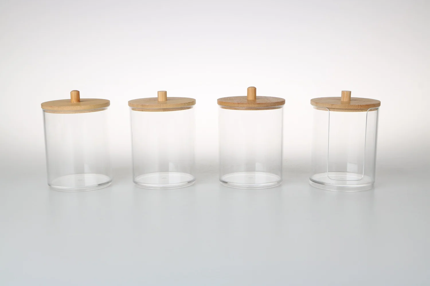 Plastic makeup box with bamboo cover Jewelry storage cosmetic box makeup storage organizer