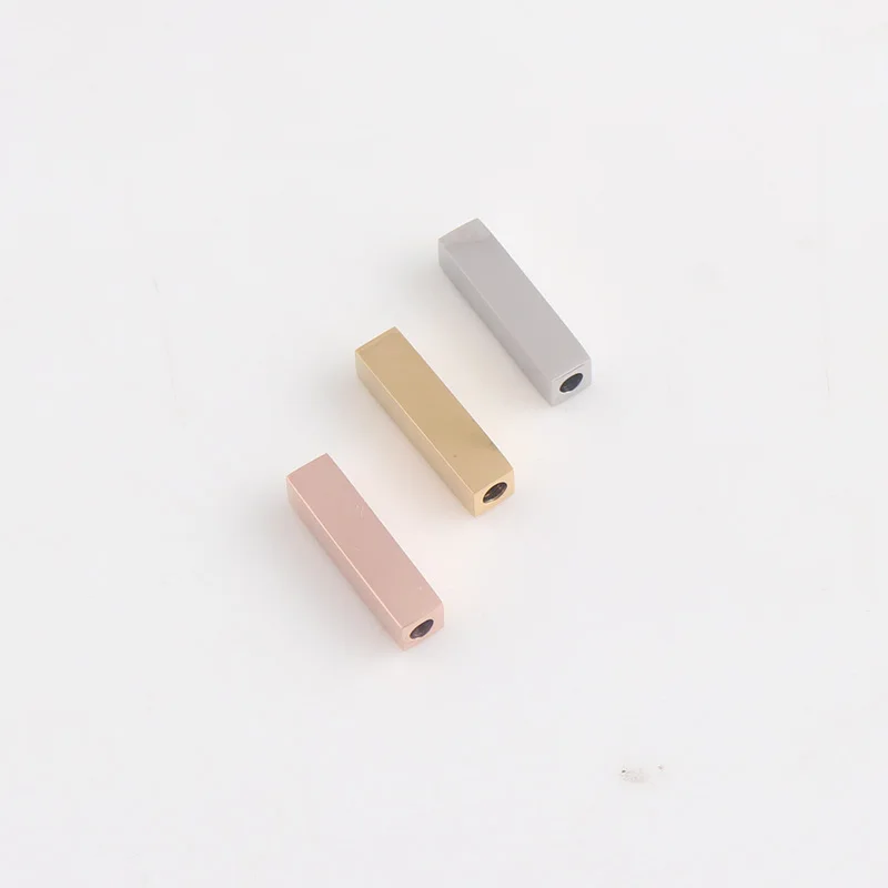 Custom Logo Laser Engraved on Stainless Steel Cube Beads, Square Stainless Steel Beads