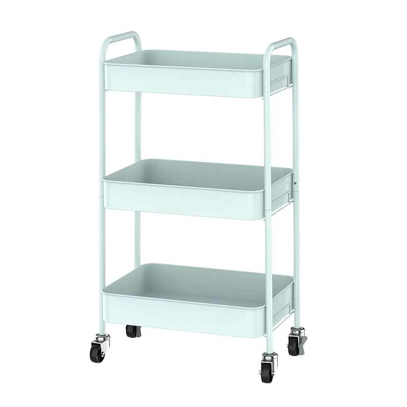Tool-Free Multi-scene Use 3 Tier Rolling Utility Storage Cart 3 Layer Storage Holder Rack With 4 Wheels For Household