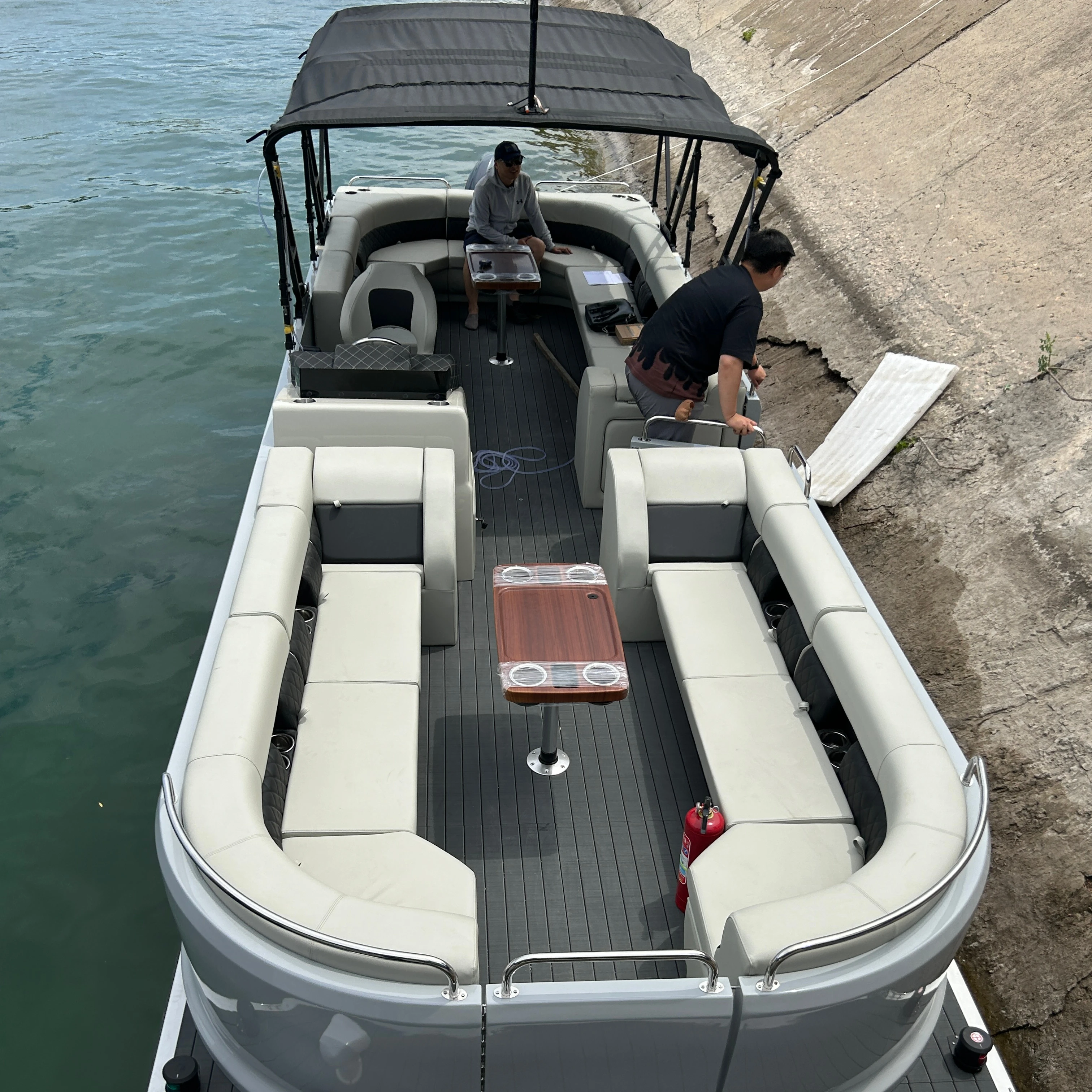 New design 30ft Fiberglass luxury series lake&river relaxing water party leisure pontoon boat hot sale