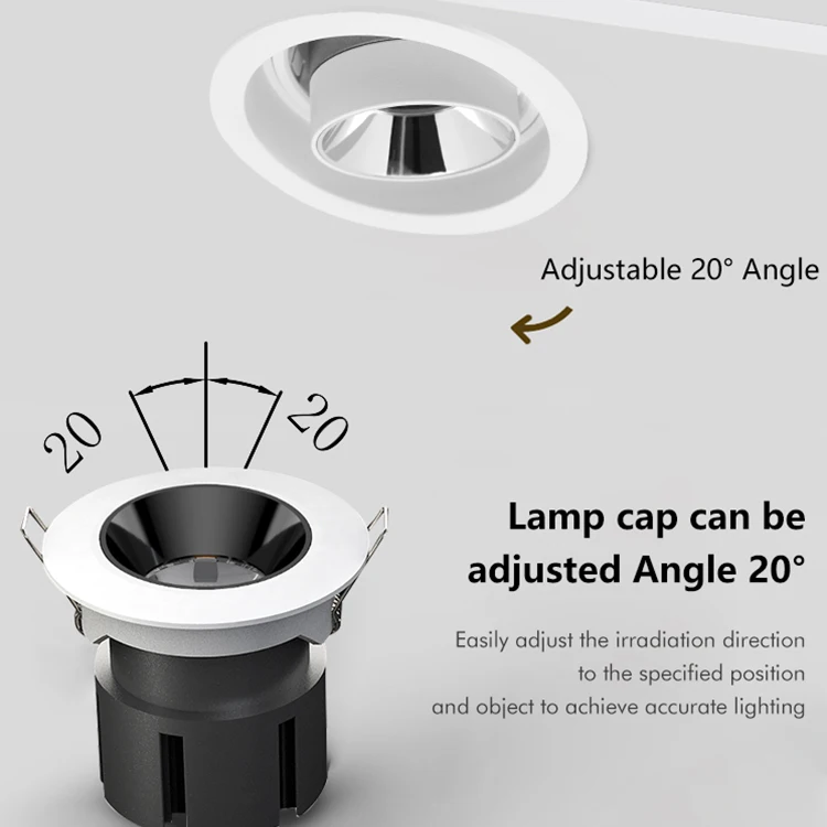 High Quality Aluminum Profile Ceiling Downlight Recessed Shopping Mall Hotel Project 7W Grille Lamp