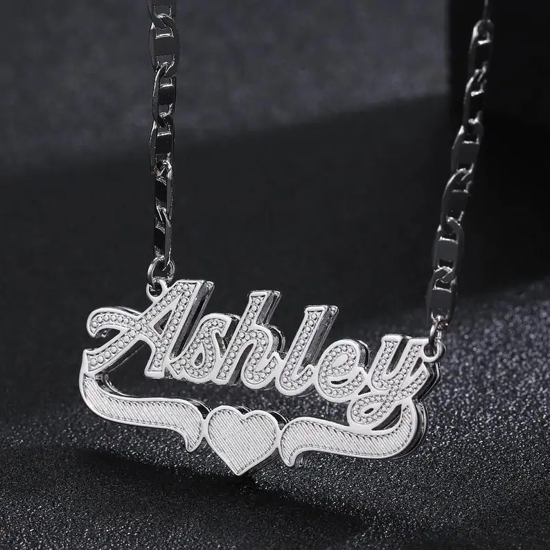 Hot Sale New Trending Gold/Silver Color Custom Name Double Plate Necklace