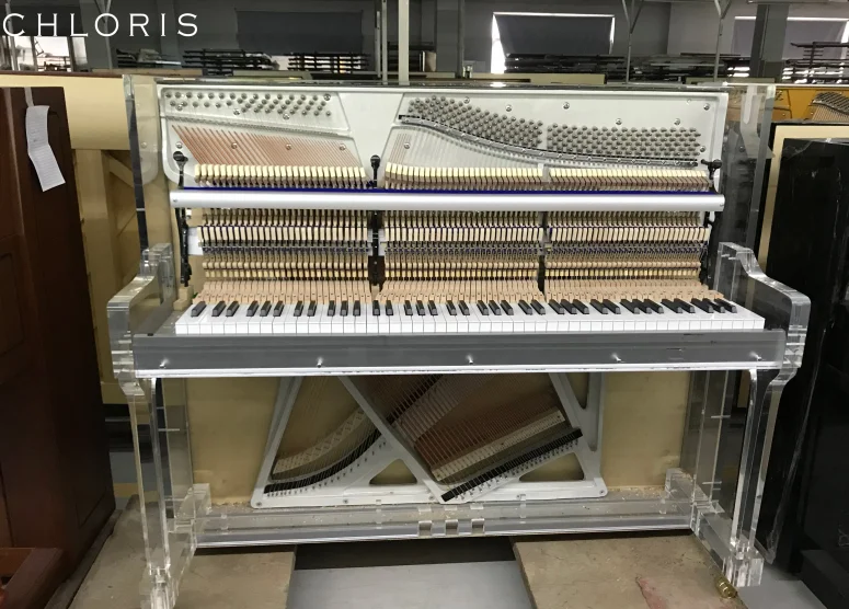 Стоячее пианино HU-123A с украшением в виде кристаллов фортепиано с акриловым скамья для фортепиано