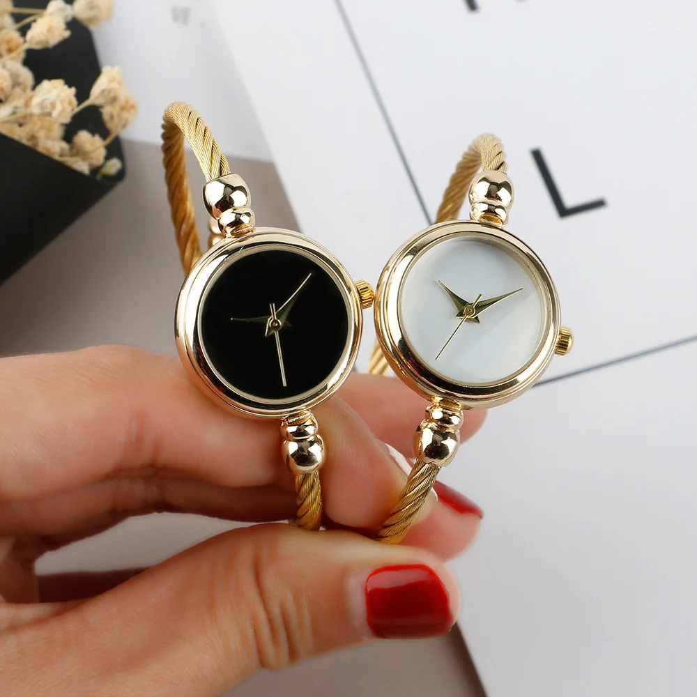 Minimalist Women Watches Gold, Stainless Steel Bracelet Watch Slim European Style Girls Ladies Quartz Wristwatch/