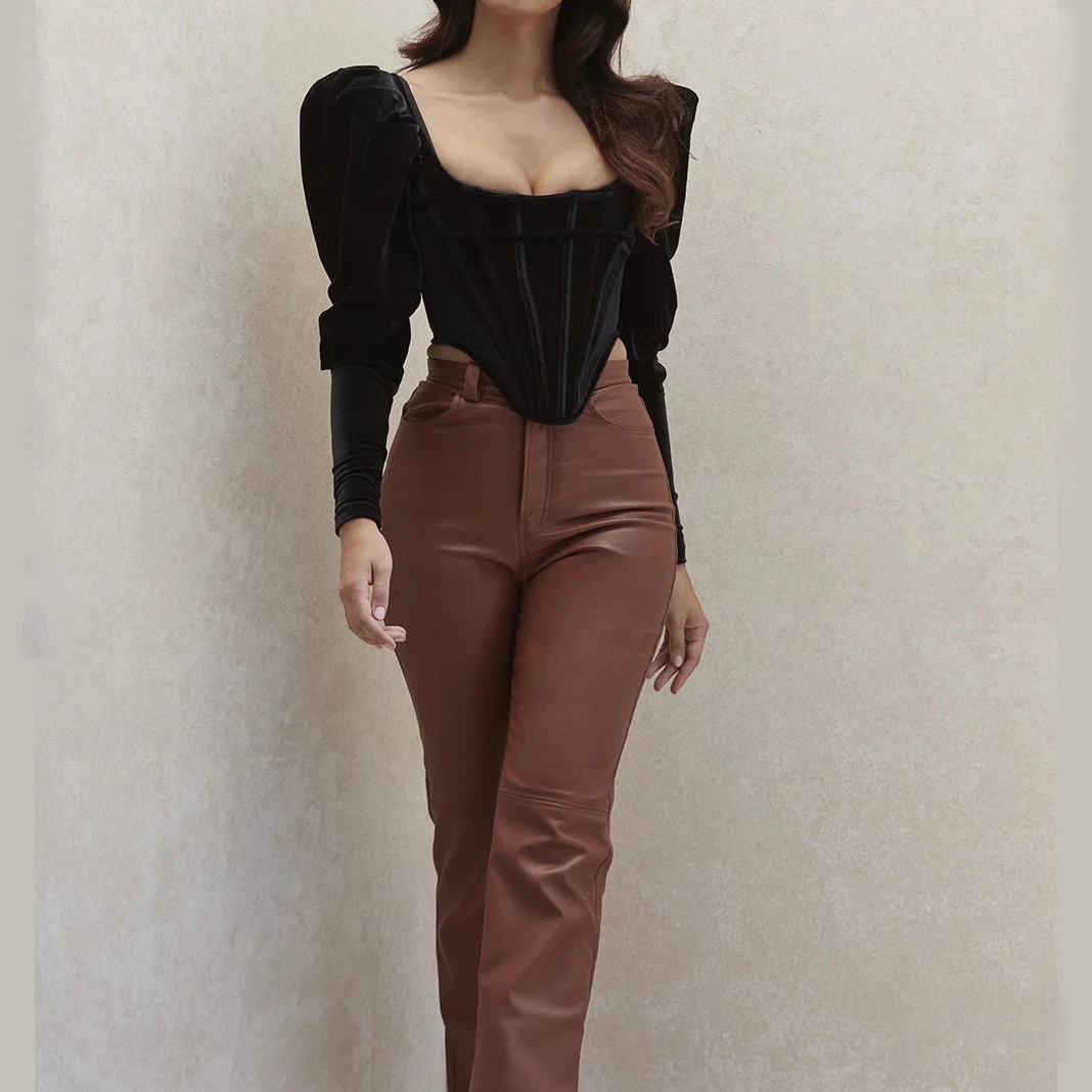 2021 New arrivals bustier top Women clothes blouse puff Sleeve Fashion design velvet club Sexy lady slim waist Corset tops