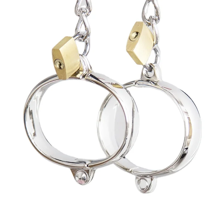 Stainless Steel Men Sex Ankle cuffs Bondage with Lock