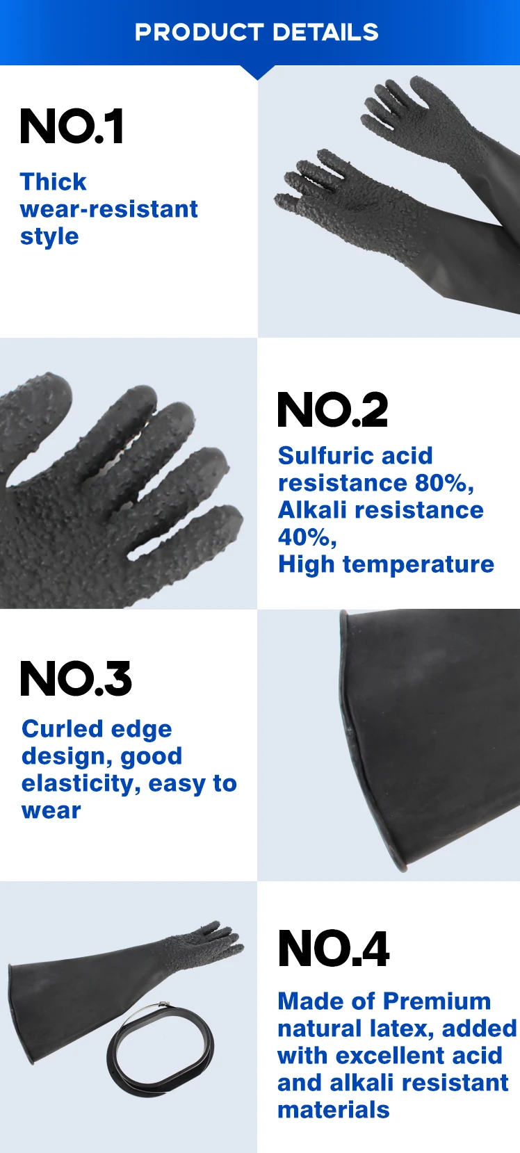 Sandblasting glove equipment ring sandblaster gloves sandblasting rubber gloves China Factory