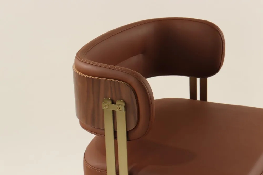 Mid century modern design upholstered cafe chair plywood comfort Cricket Dining Chair walnut for kitchen restaurant hotel