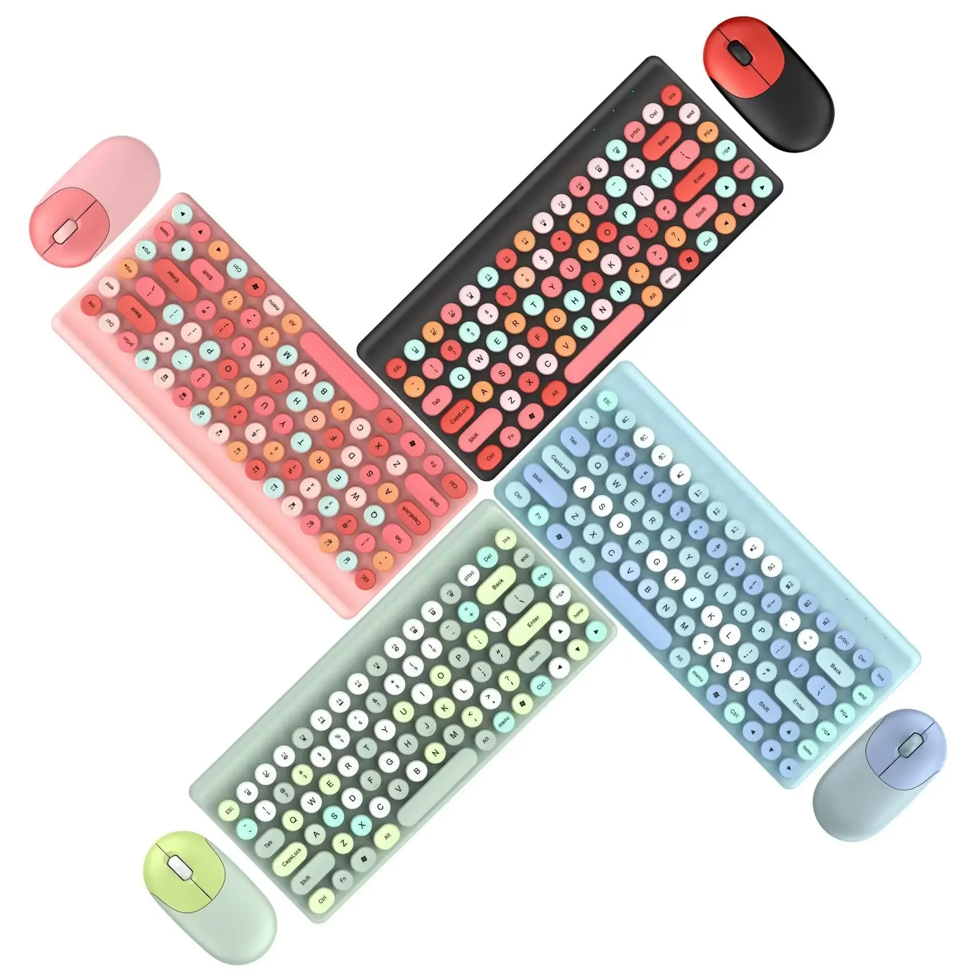 gadgets trend 2025 Perfect 84 Keys Round-keycaps Mechanical Wireless Keyboard and Mouse Combo