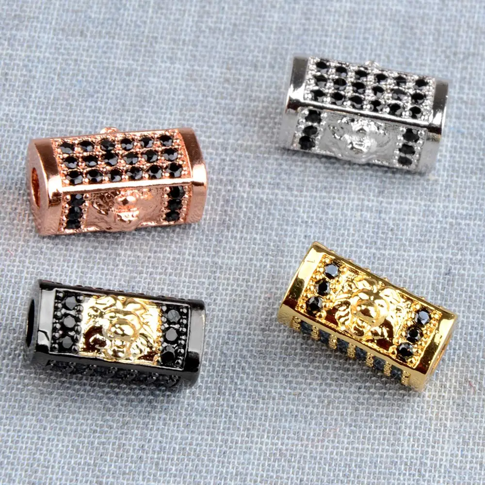 Vintage Cuboid Big Hole Lion Charms Gold Silver Plated Alloy Animal Spacers Beads For Bracelet Jewelry Making