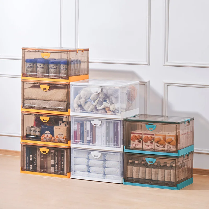 2022 new type customized Collapsible foldable storage box Transparent folding cloth organizer