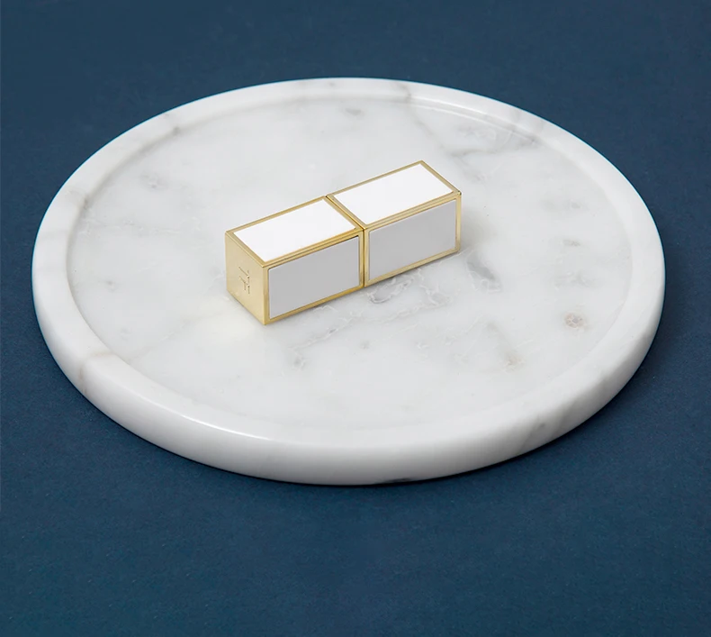 stonekocc Brand Customized Natural Marble Nordic Round Fruit Dessert Wash Table Jewelry Tray Light Luxury Home Decoration