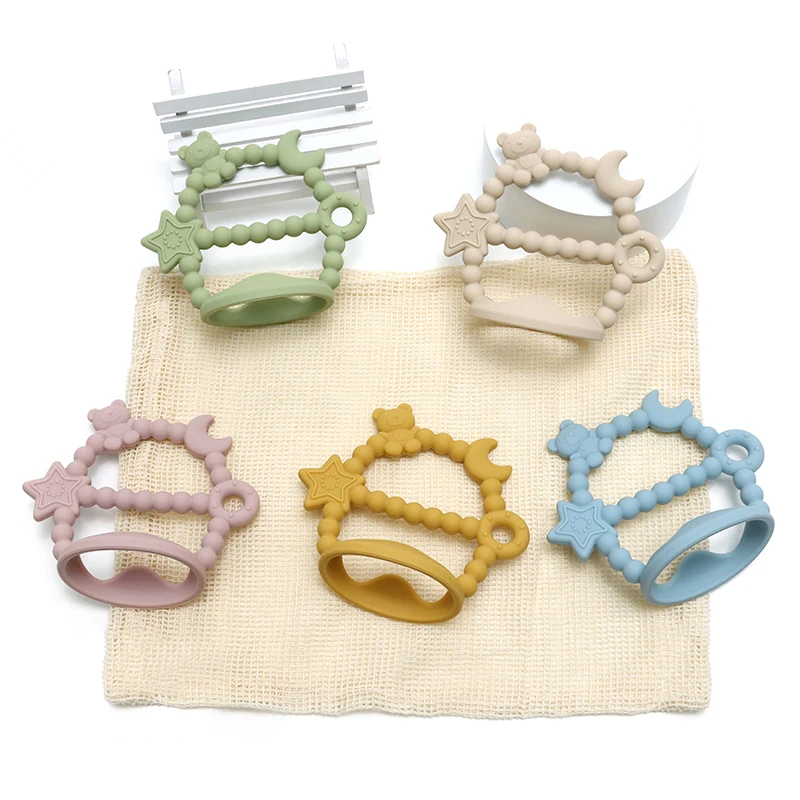 safe baby teether toy silicone baby animal teether mitten glove never drop teether baby educational toys