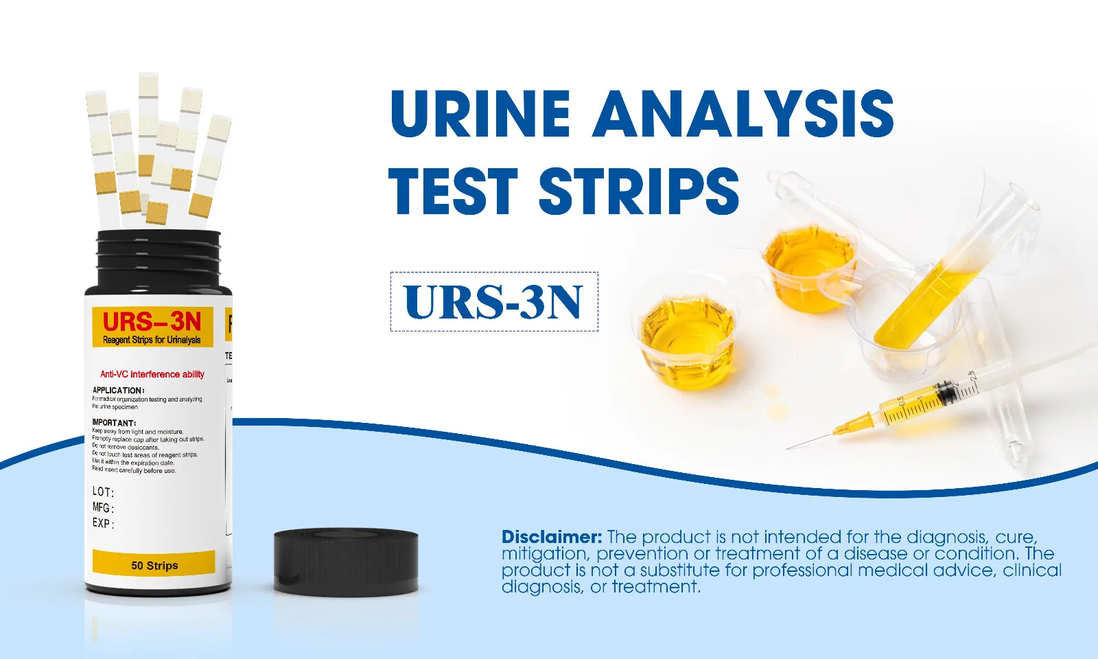 Medical Diagnostic Simple Usage Urine Test Strips URS-3N/UTI-3 with CE ISO Certificate Leukocytes/Nitrite/PH