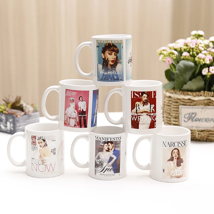 White Colored Ceramic Classic Coffee Mugs Large Handles with 11oz Capacity