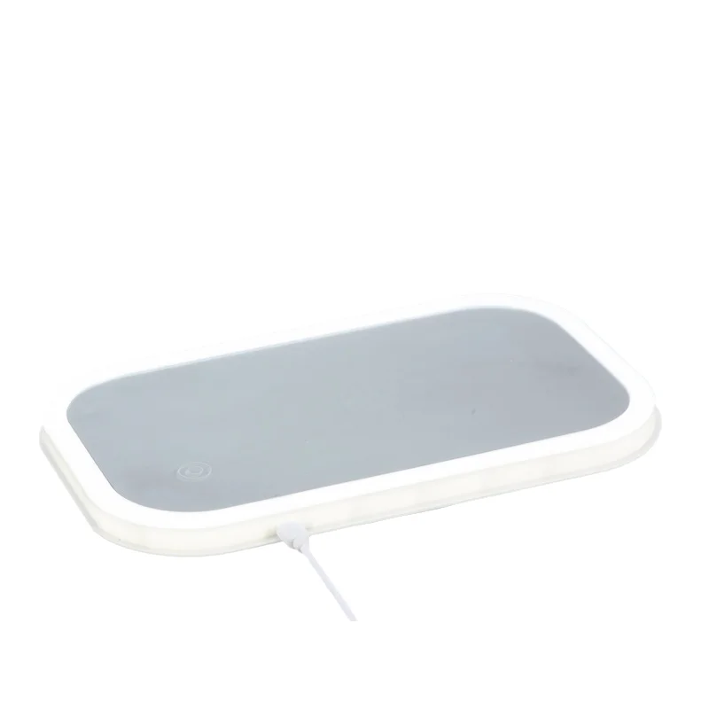 Оптовая продажа, новый дизайн, складное зеркало для макияжа со светодиодной фирменной маркой, настольное косметическое зеркало для путешествий