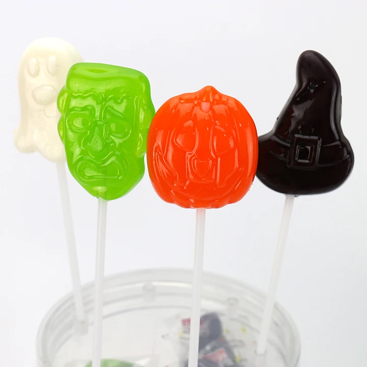 Halloween candy cartoon pumpkin ghost shapes lollipop sweet candy