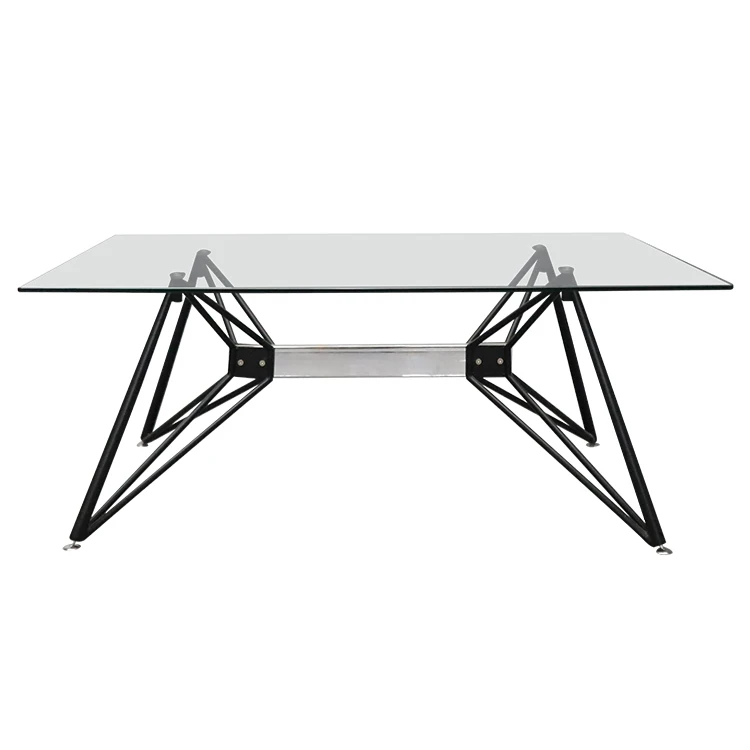 2021 Wholesale Modern Luxury Design Glass Coffee Table Rectangle For Dining Lining Room Metal Base Chrome Legs