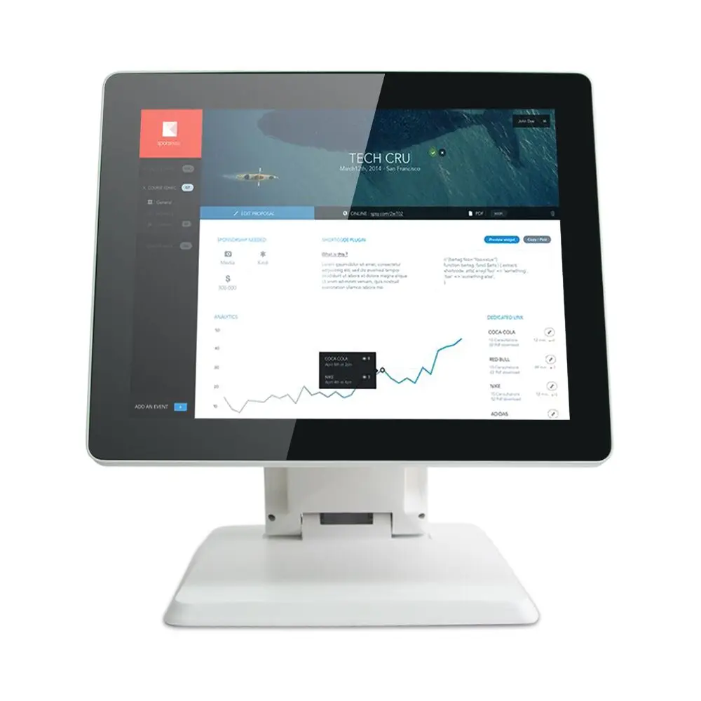 Private Aluminium Pos Single All In One Touch Pos System White Capacitive Cashing Machine