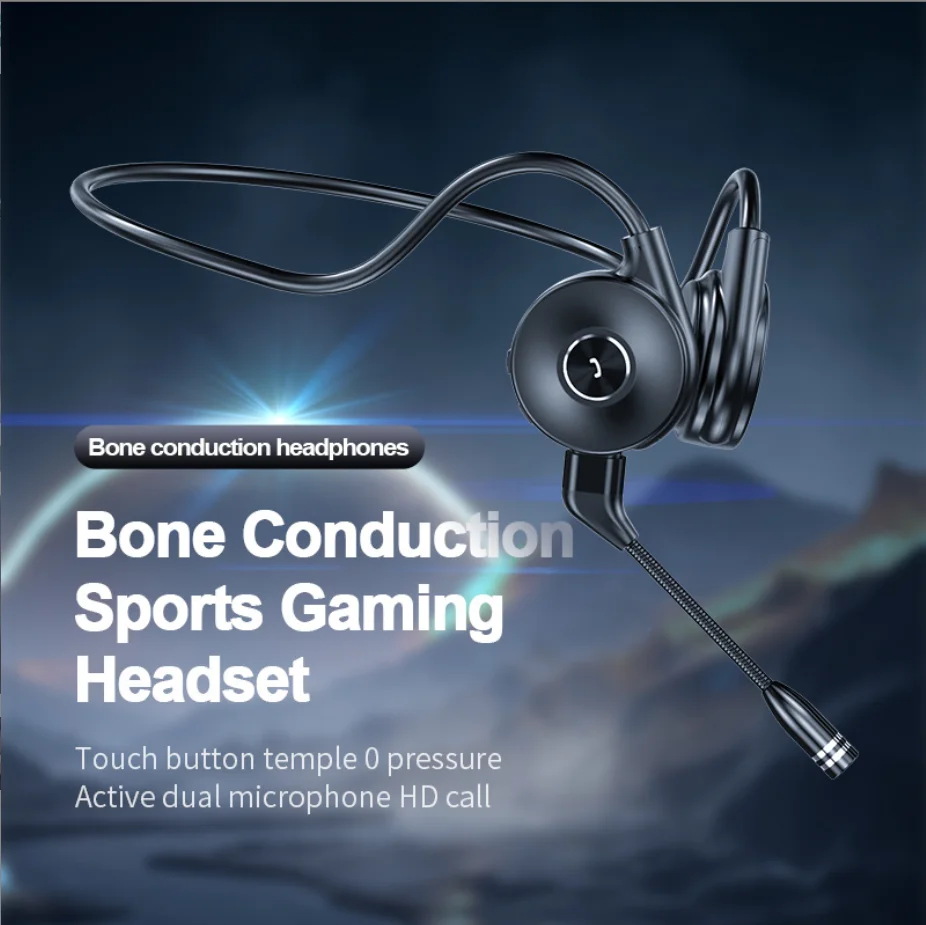 Wire Bone BT 5.1 Headset Wireless Sport Earbuds Neckband Earphone Bone Conduction Headphones with Microphone