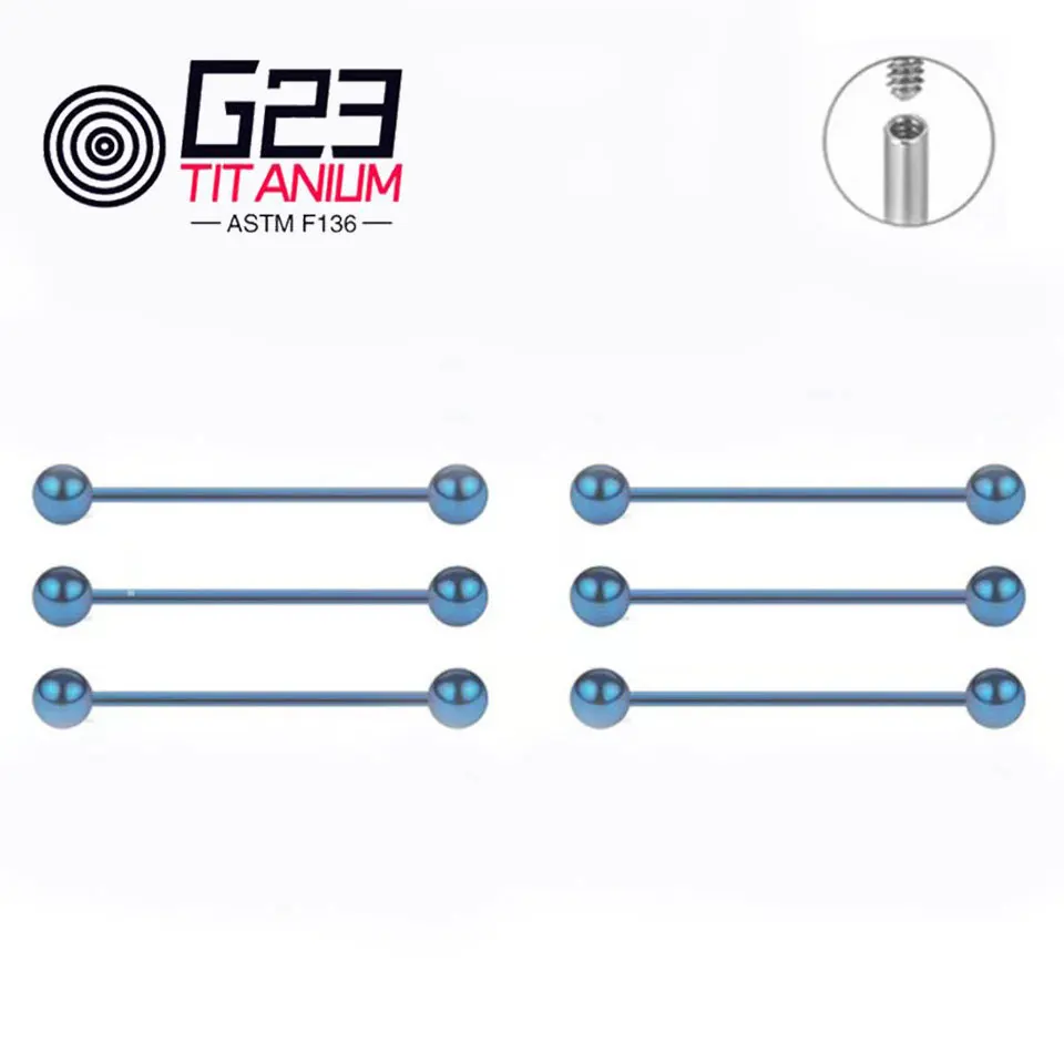 ASTM F136 Titanium Silver Gold Cartilage Tragus Helix Conch Pierced Industrial Barbell Ear Piercing Jewelry