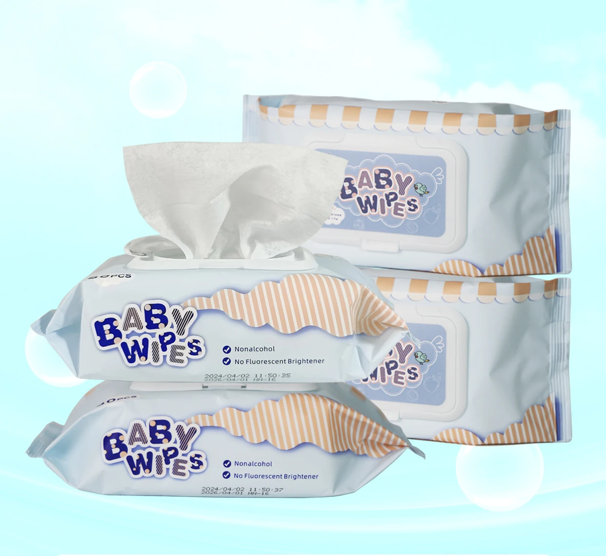Best-Selling Disposable Organic Alcohol-Free Baby Wet Wipes ODM Tissue