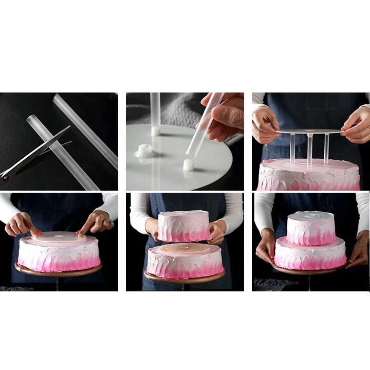 factory hot selling 6-12 inch multi layer cake stands non stick round cake spacer leaf and flower cake stand for Wedding Party