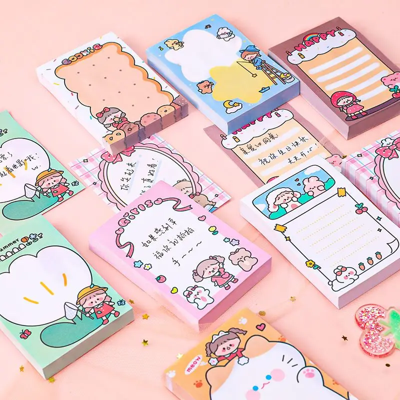 Factory New Cartoon Girl Memo Pads Sticker Memo Pad Kawaii Memo Pads 80 Sheets