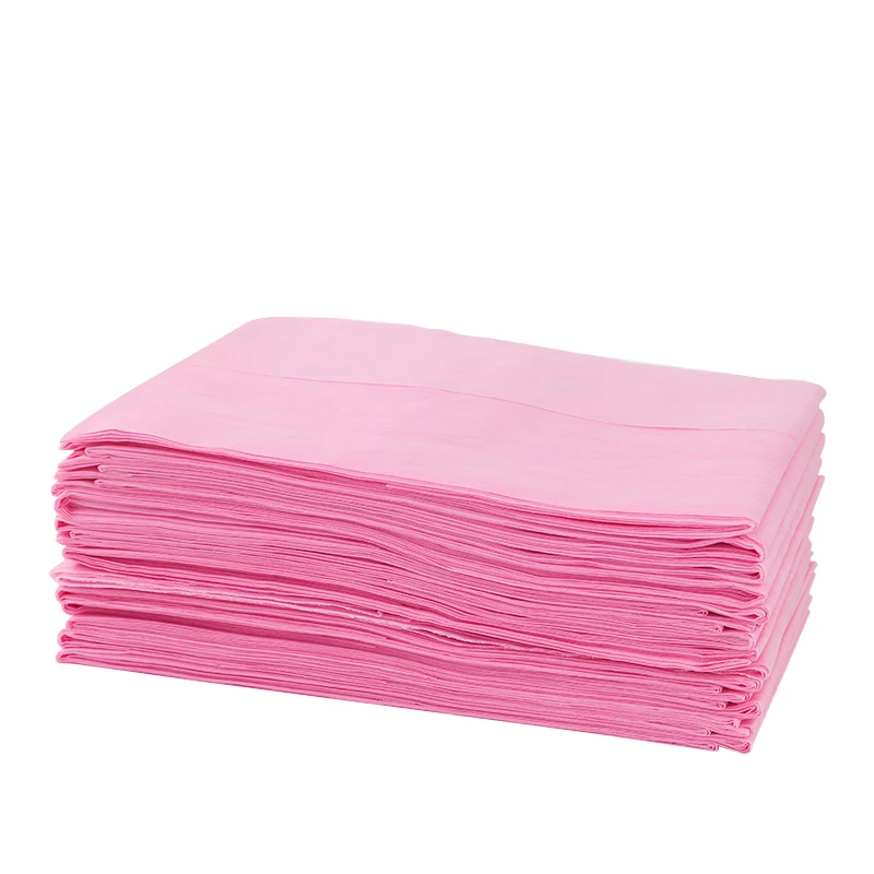 Non woven hospital beauty salon waterproof oil proof bed sheet hotel towel Pink disposable sheet SPA