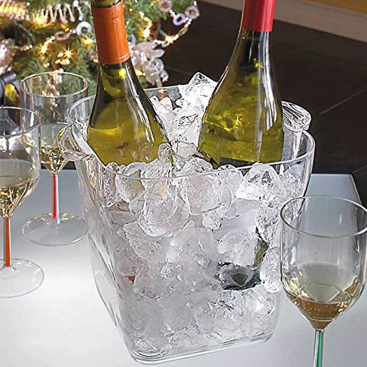 Factory Manufacture Multifunction Plastic Insulated Clear Square Ice Bucket