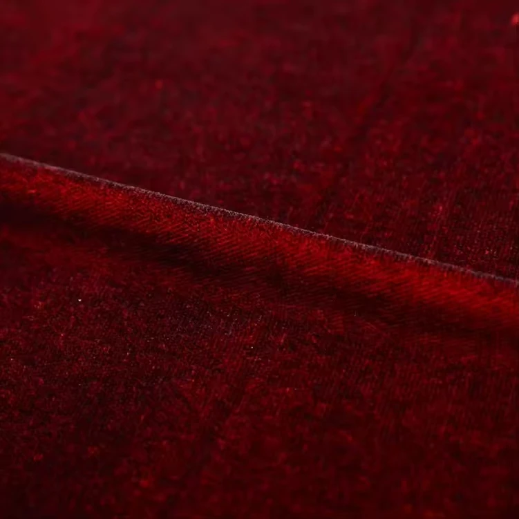 Custom solid polyester woven chinese red dress velvet textile 5000 grade microfiber velour fabric for bangladesh