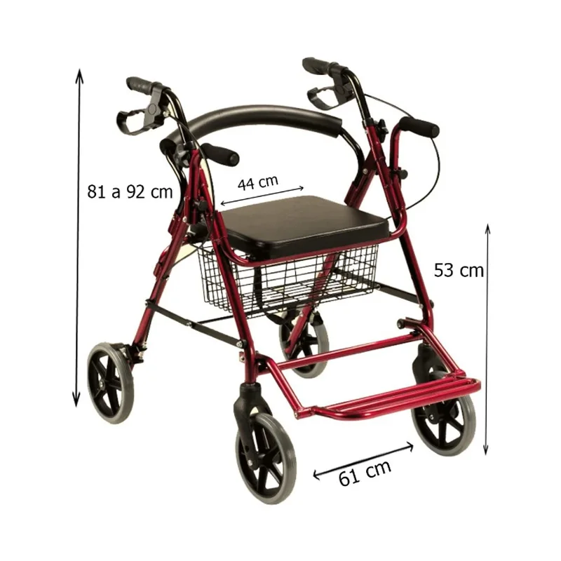 Four Wheel Detachable Aluminum Rollator Walker