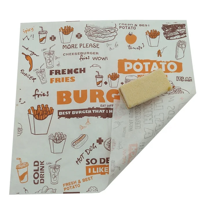 
Customized 35G/40G Paper Printing Recyclable Greaseproof Hamburger Wrapping Paper 