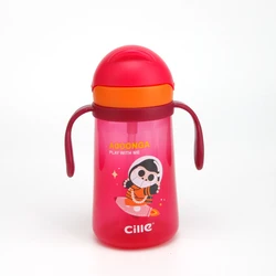 Cille 460ml Custom Cartoon Children Bottle Travel leakage-proof Plastic BPA Free Kids Drinking Cute Water Bottle with Straw