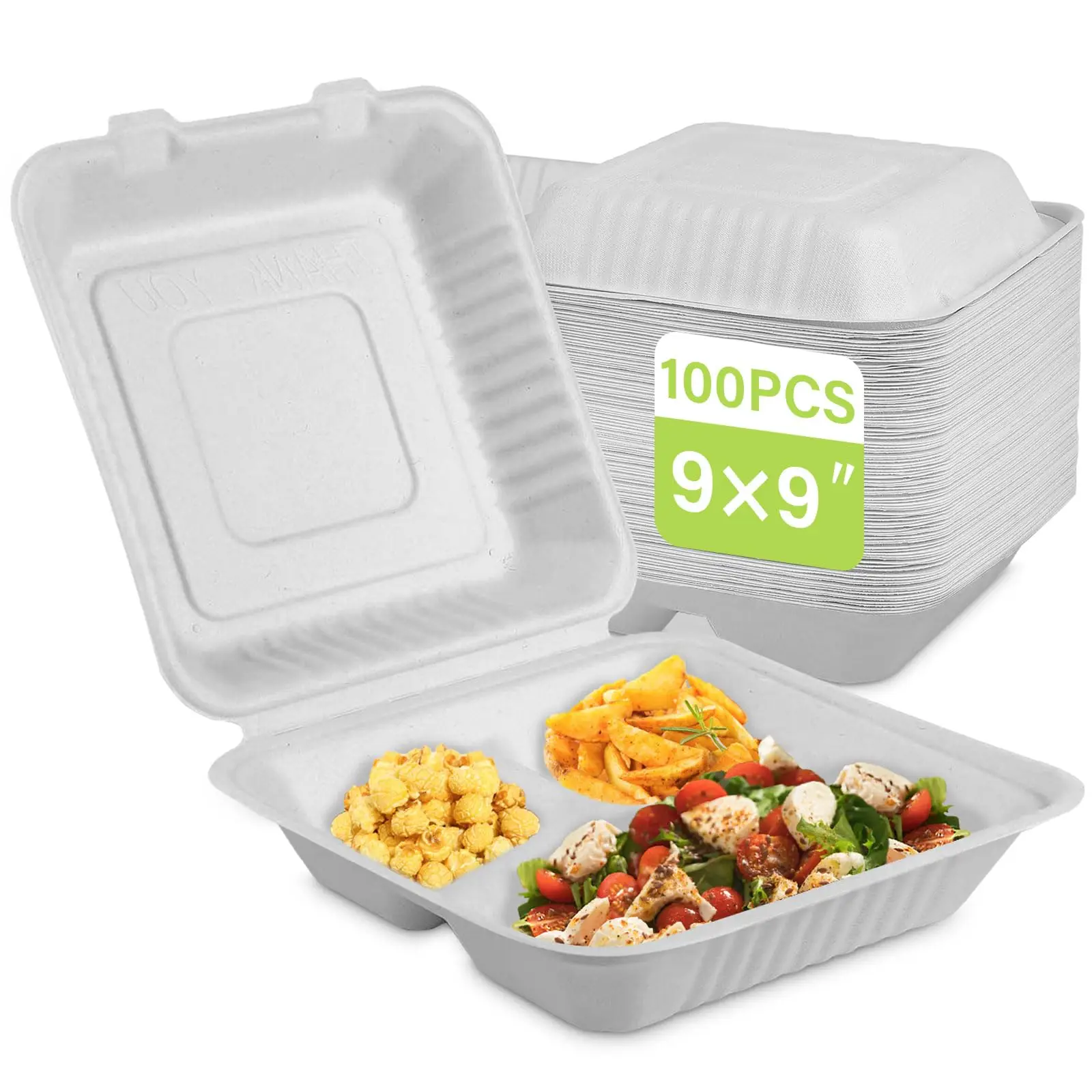 Custom Disposable Food Grade Burger Box Clamshell Food Containers White Burger Cute Lunch Box